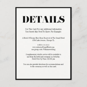 D'accompagnement M. et Mme Modern Bold Détails Mariage Carte