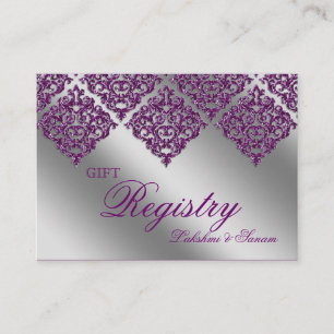 D'accompagnement Mariage damassé Carte d'enregistrement cadeau Purp
