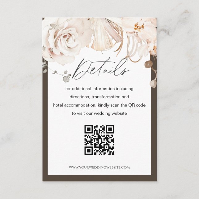 D'accompagnement Mariage de jardin beige et marron QR code carte de (Devant)