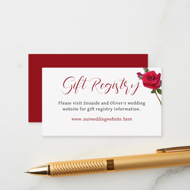 D'accompagnement Mariage du registre des cadeaux - Site Web Carte d (Devant/Arrière en situation)