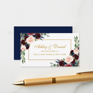 D'accompagnement Mariage Gold Burgundy Bleu Registre Insérer carte 