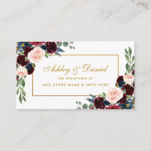 D'accompagnement Mariage Gold Burgundy Registre bleu Insérer carte