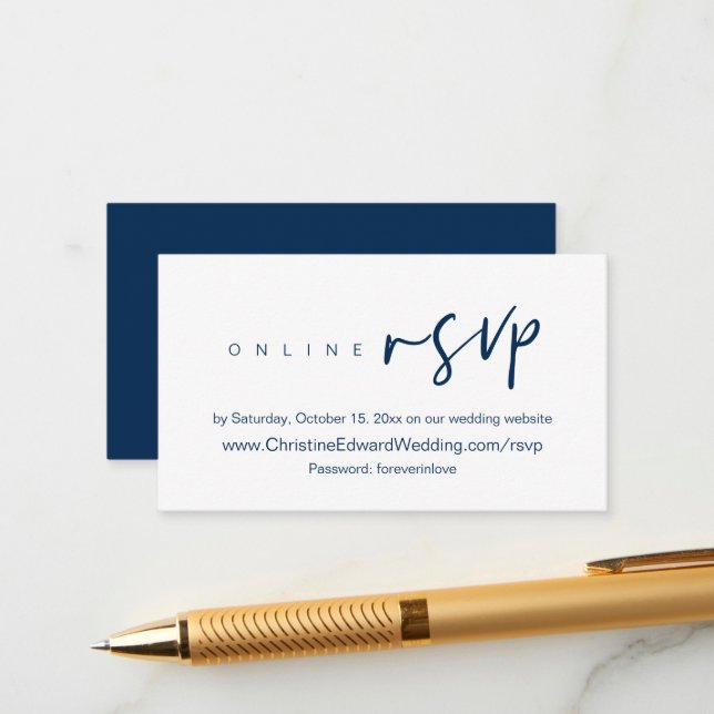 D'accompagnement Mariage invite RSVP en ligne, Site Enfermé Carte (Devant/Arrière en situation)