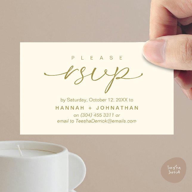 D'accompagnement Mariage romantique moderne invite RSVP carte de ra (Modern Romantic Wedding Invitation Invites RSVP Reminder Card Yellow Gold)