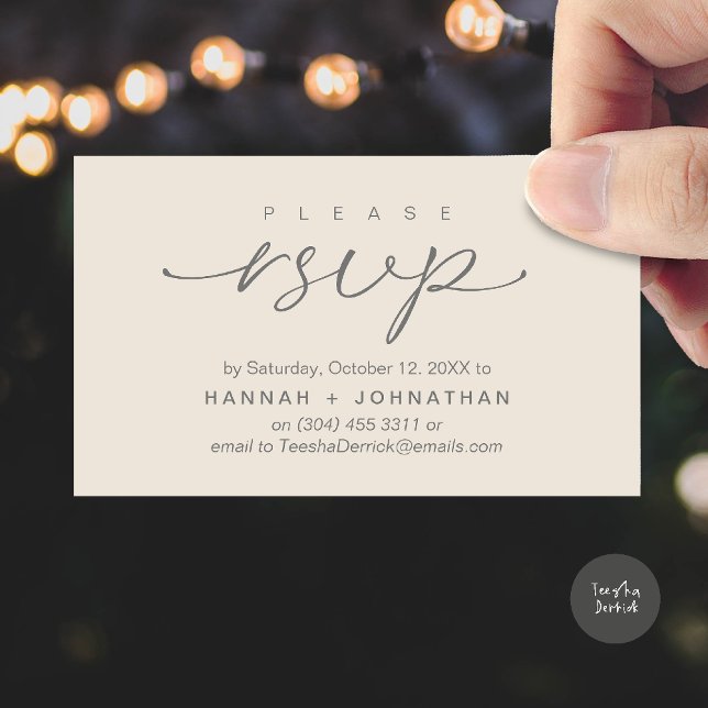 D'accompagnement Mariage romantique moderne invite RSVP carte de ra (Modern Romantic Wedding Invitation Invites RSVP Reminder Card Cream Grey)
