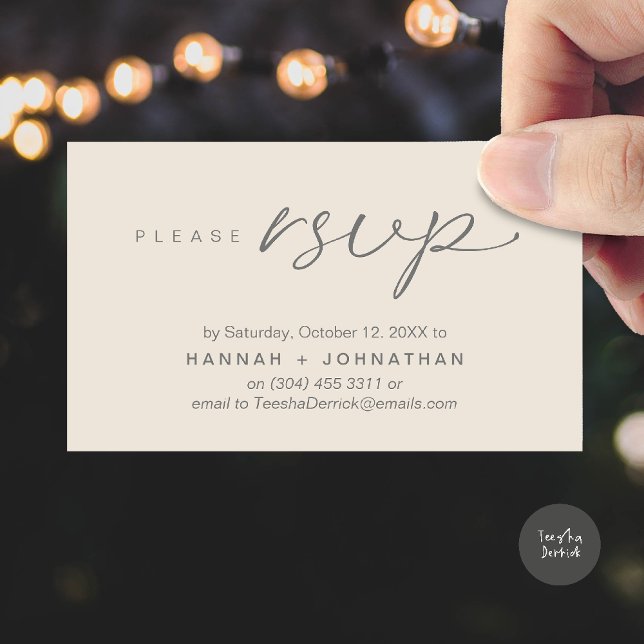 D'accompagnement Mariage romantique moderne invite RSVP carte de ra (Modern Romantic Wedding Invitation Invites RSVP Reminder Card Cream Grey)