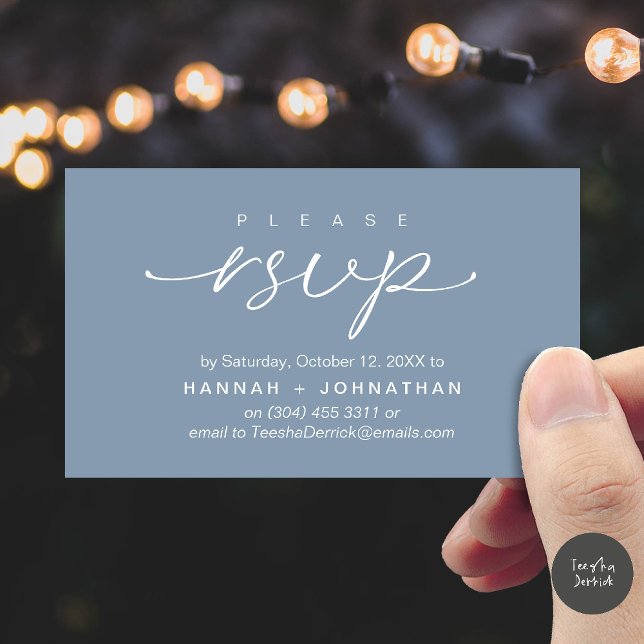 D'accompagnement Mariage romantique moderne invite RSVP carte de ra (Modern Romantic Wedding Invitation Invites RSVP Reminder Card Dusty Blue)