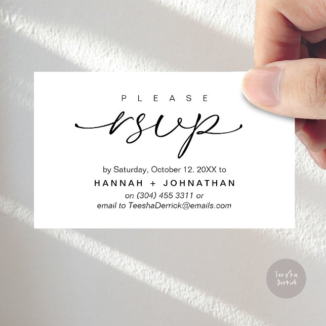 D'accompagnement Mariage romantique moderne invite RSVP carte de ra (Modern Romantic Wedding Invitation Invites RSVP Reminder Card Black White)