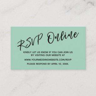D'accompagnement Mariage RSVP en ligne simple carte verte légère
