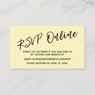 D'accompagnement Mariage RSVP en ligne simple jaune clair carte