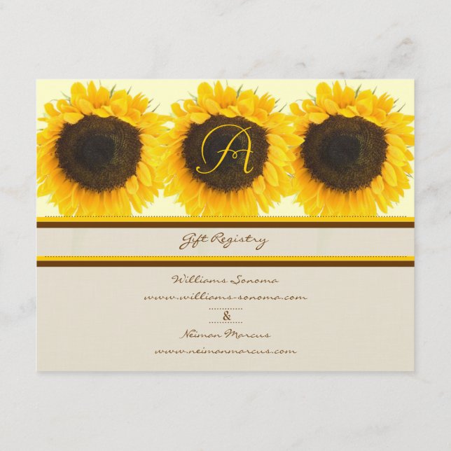 D'accompagnement Mariage Tournesol Insérer une carte d'enregistreme (Dos)
