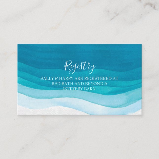 D'accompagnement Mariage turquoise aquarelle | Carte Registre (Devant)