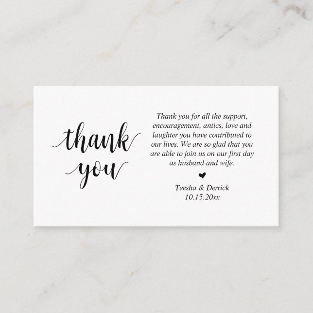 D'accompagnement Merci mariage, Carte de boîtier de script moderne (Devant)