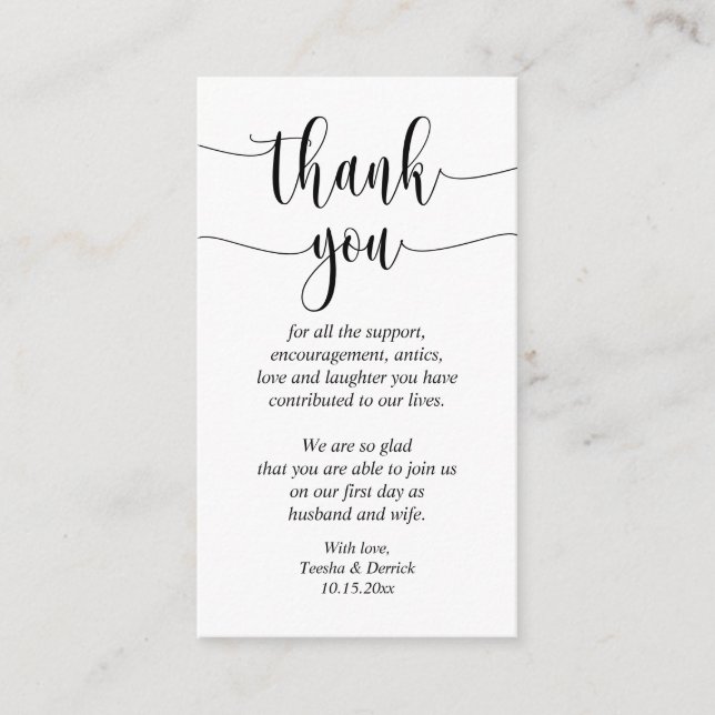 D'accompagnement Merci mariage, Carte de boîtier de script moderne (Devant)