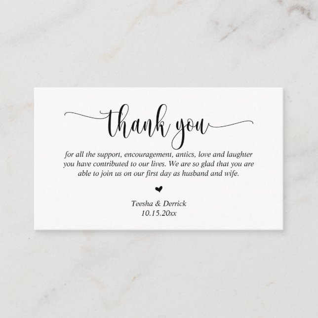 D'accompagnement Merci mariage, Carte de boîtier de script moderne (Devant)