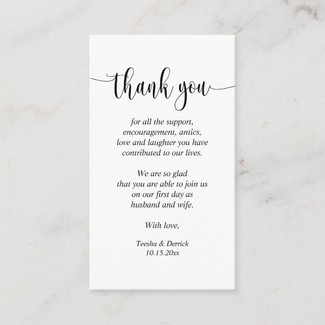D'accompagnement Merci mariage, Carte de boîtier de script moderne (Devant)