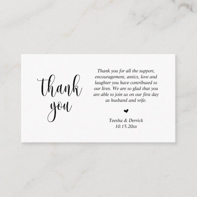D'accompagnement Merci mariage, Carte de boîtier de script moderne (Devant)