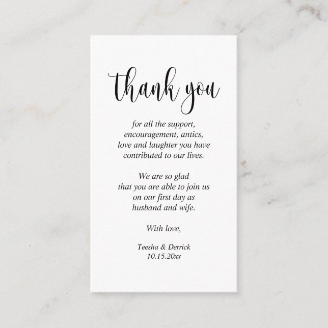 D'accompagnement Merci mariage, Carte de boîtier de script moderne (Devant)
