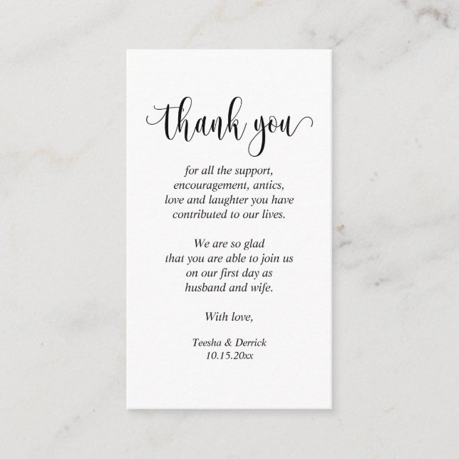 D'accompagnement Merci mariage, Carte de boîtier de script moderne (Devant)