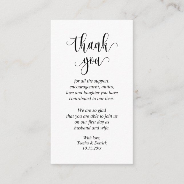 D'accompagnement Merci mariage, Carte de boîtier de script moderne (Devant)