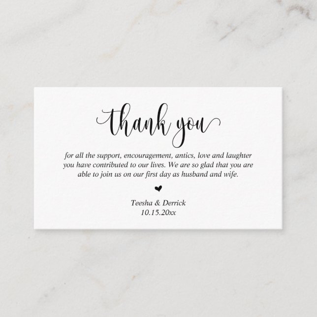 D'accompagnement Merci mariage, Carte de boîtier de script moderne (Devant)
