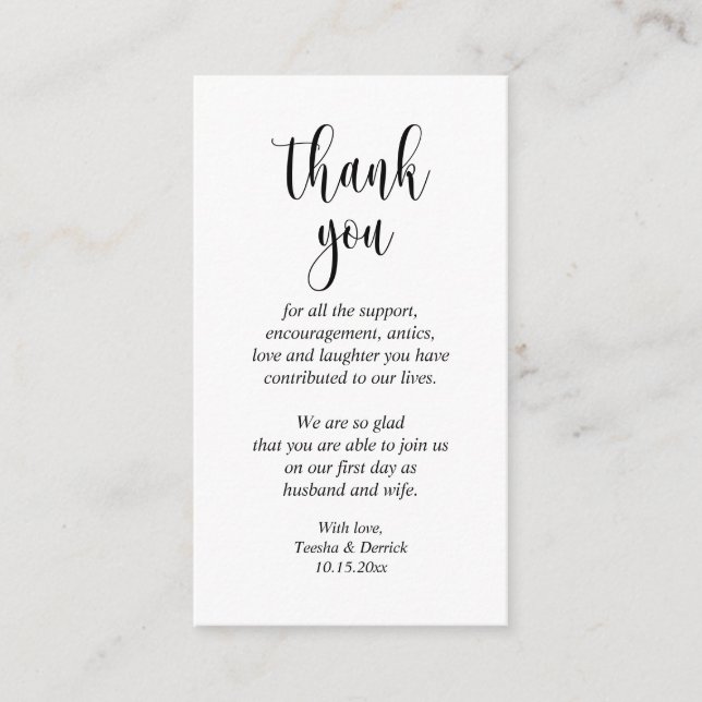 D'accompagnement Merci mariage, Carte de boîtier de script moderne (Devant)