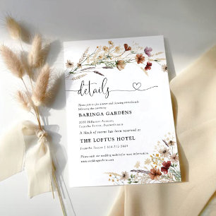 D'accompagnement Minuscule Mariage Fleur sauvage Détails Carte de b
