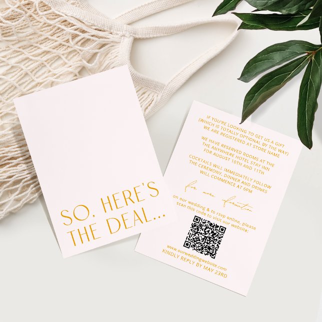 D'accompagnement Minuscule rose et jaune Détails Carte et code QR (Créateur téléchargé)