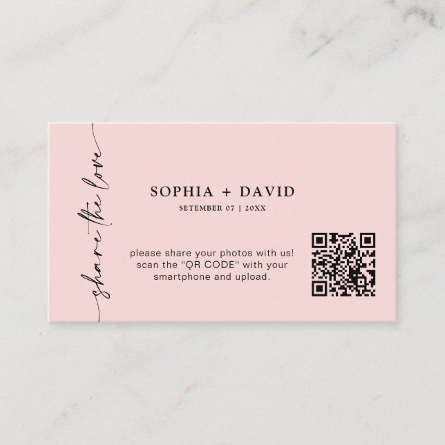 D'accompagnement Modern Share The Love QR Code Carte Mariage Photos (Devant)