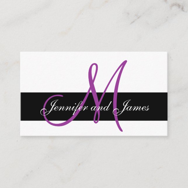 D'accompagnement Monogramme & Noms Carte de réception de mariage vi (Devant)