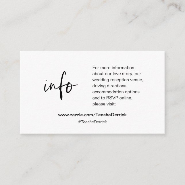 D'accompagnement Nos détails de mariage, site Web, RSVP, Carte de b (Devant)