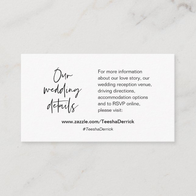 D'accompagnement Nos détails de mariage, site Web, RSVP, Carte de b (Devant)