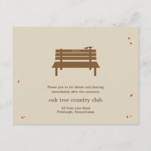 D'accompagnement Notre carte de réception de mariage sur banc