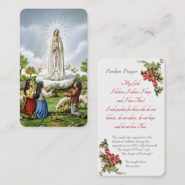 D'accompagnement Notre-Dame de Fatima - Carte de "prière de pardon" (Devant / Derrière)