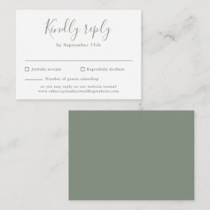 D'accompagnement Olive Green Budget Moderne Script Mariage Carte RS