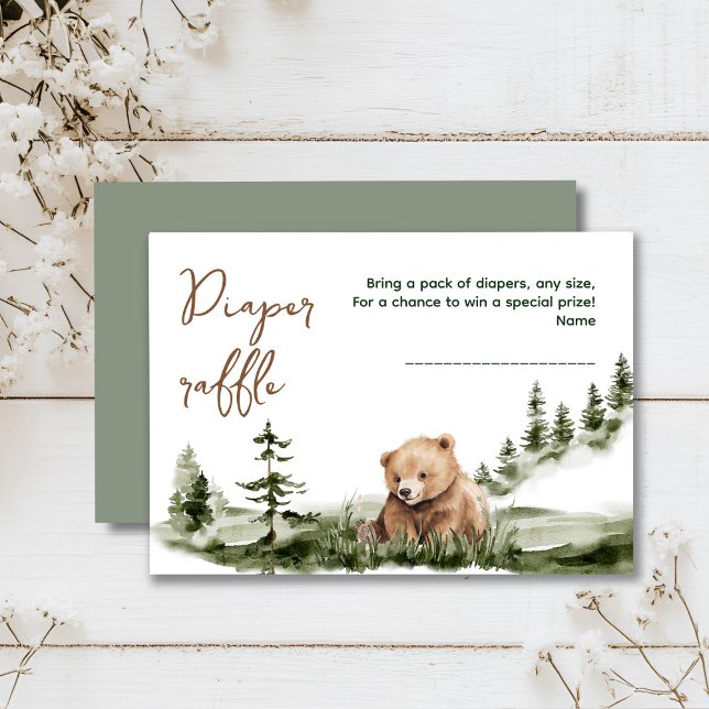 D'accompagnement On peut attendre la carte de baby shower de l'ours (Cute watercolor forest bear baby shower, woodland theme, sage green, earthy colors, neutral )