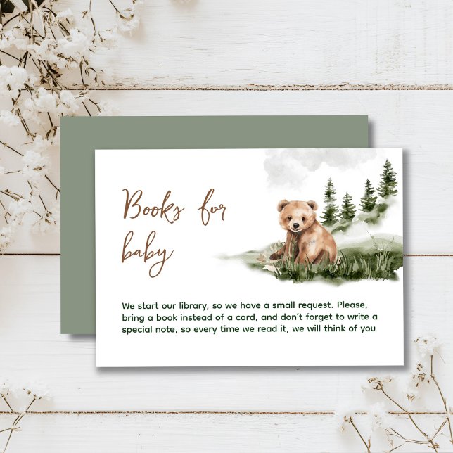 D'accompagnement On peut attendre la carte de baby shower de l'ours (Cute watercolor forest bear baby shower, woodland theme, sage green, earthy colors, neutral )
