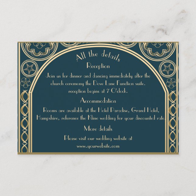 D'accompagnement Orné Or - Carte d'enclos de mariage (Devant)