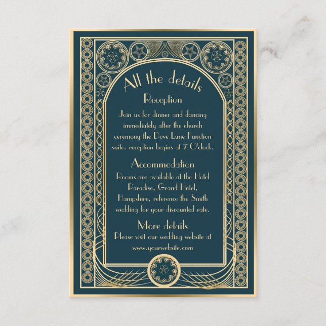 D'accompagnement Orné Or - Carte d'enclosure de mariage (Devant)