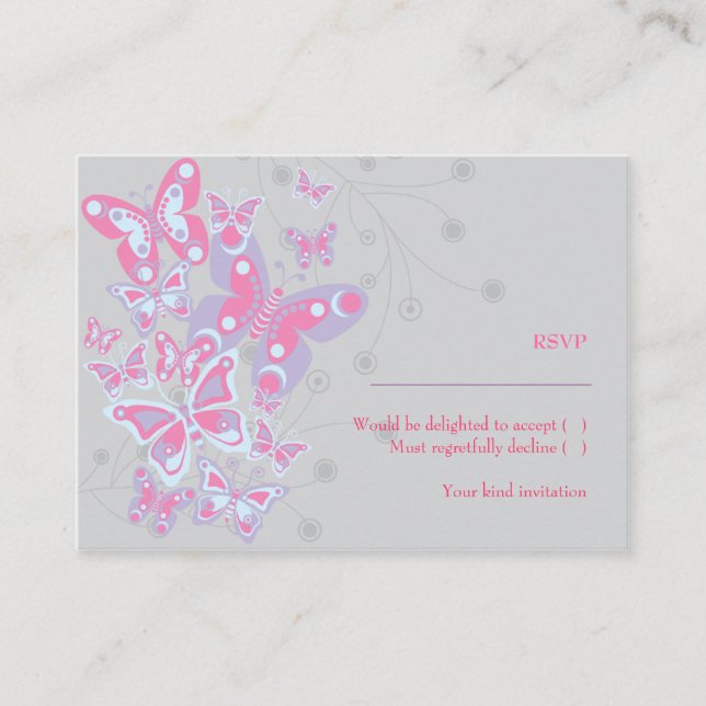 D'accompagnement Papillons (Cool Chic) Carte RSVP (Devant)