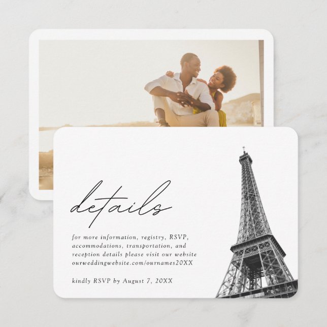 D'accompagnement Paris Mariage Détails Carte de boîtier (Devant / Derrière)