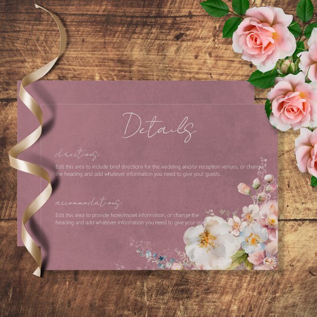 D'accompagnement Pastel Floral Modern Pink Mariage Détails Carte (Créateur téléchargé)
