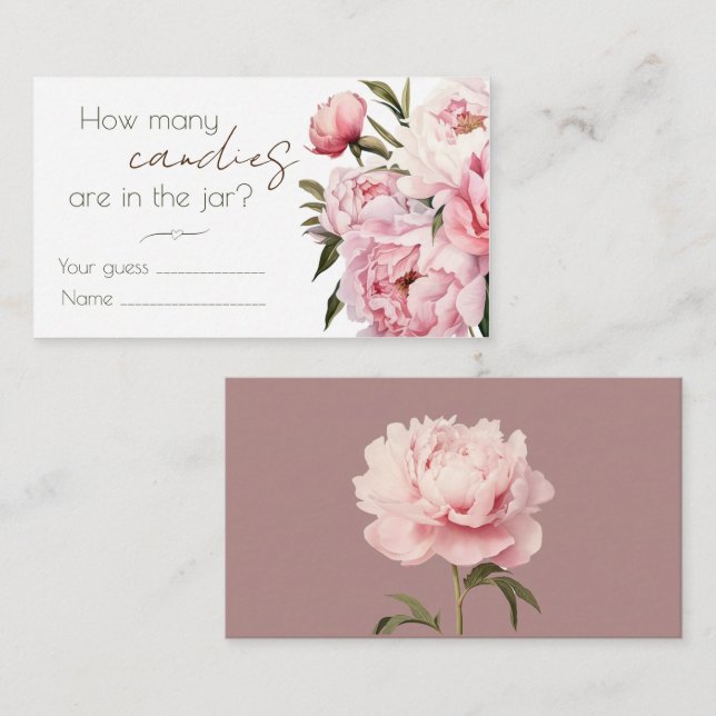 D'accompagnement Peonies devinez combien de bonbons carte boîtier (Devant / Derrière)