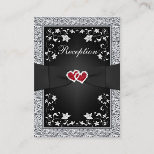 D'accompagnement Phuile noire en argent FAUX, Floral, Carte de réce