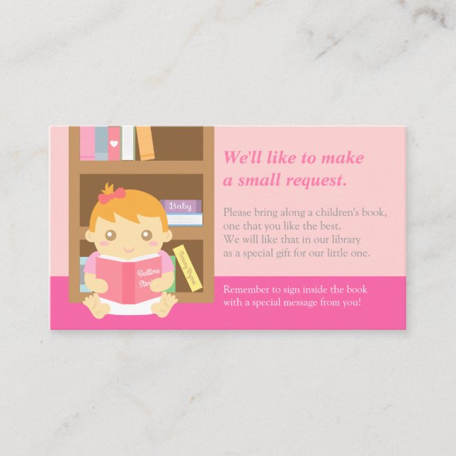 D'accompagnement Pink Baby Girl Douche Livre Insérer carte de deman (Devant)