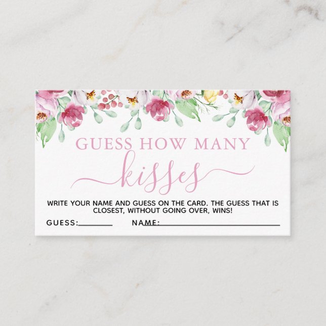 D'accompagnement Pink Floral Guess Kisses Baby shower Carte de jeu (Devant)