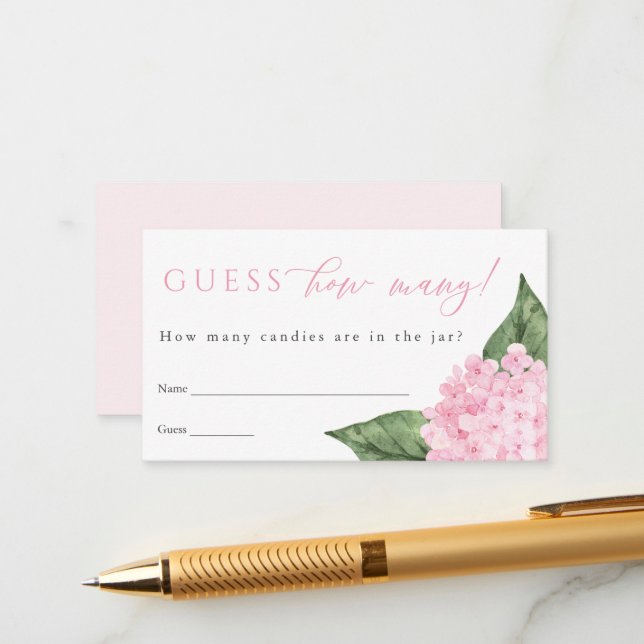 D'accompagnement Pink Hydrangea Devine Combien De Carte De Jeu De D (Devant/Arrière en situation)