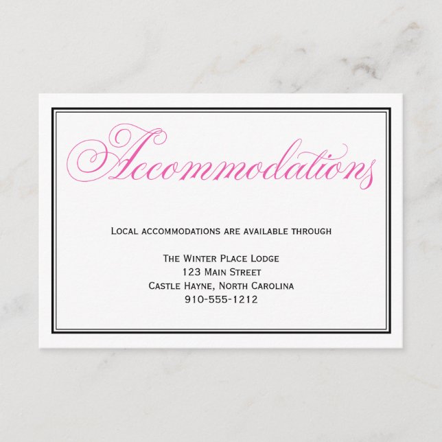 D'accompagnement Pink Script Mariage Hébergements Carte détaillée (Devant)