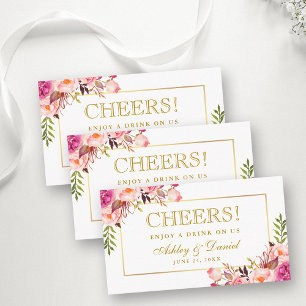 D'accompagnement Pink Wedding Réception Gold Drink Carte de billet