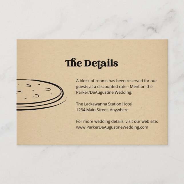 D'accompagnement Pizza Mariage Informations Détails Carte de boîtie (Devant)